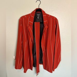 Soho Apparel LTD Blazer/belt XL Burnt Orange white & black stripes long sleeve
